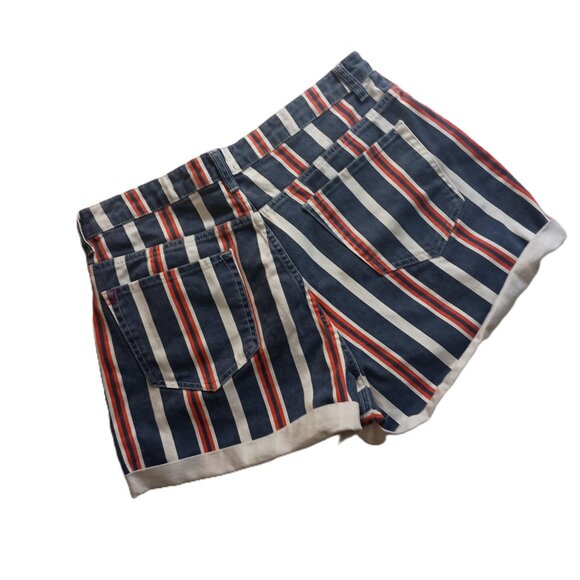 BDG Urban Outfitters Striped Mom Buttonup Denim Shorts Red White Blue Womens W32 - Picture 3 of 16